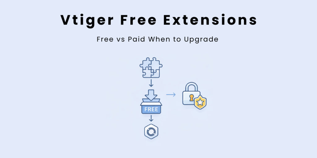 Vtiger free extensions comparison showing free vs paid extensions and when to upgrade