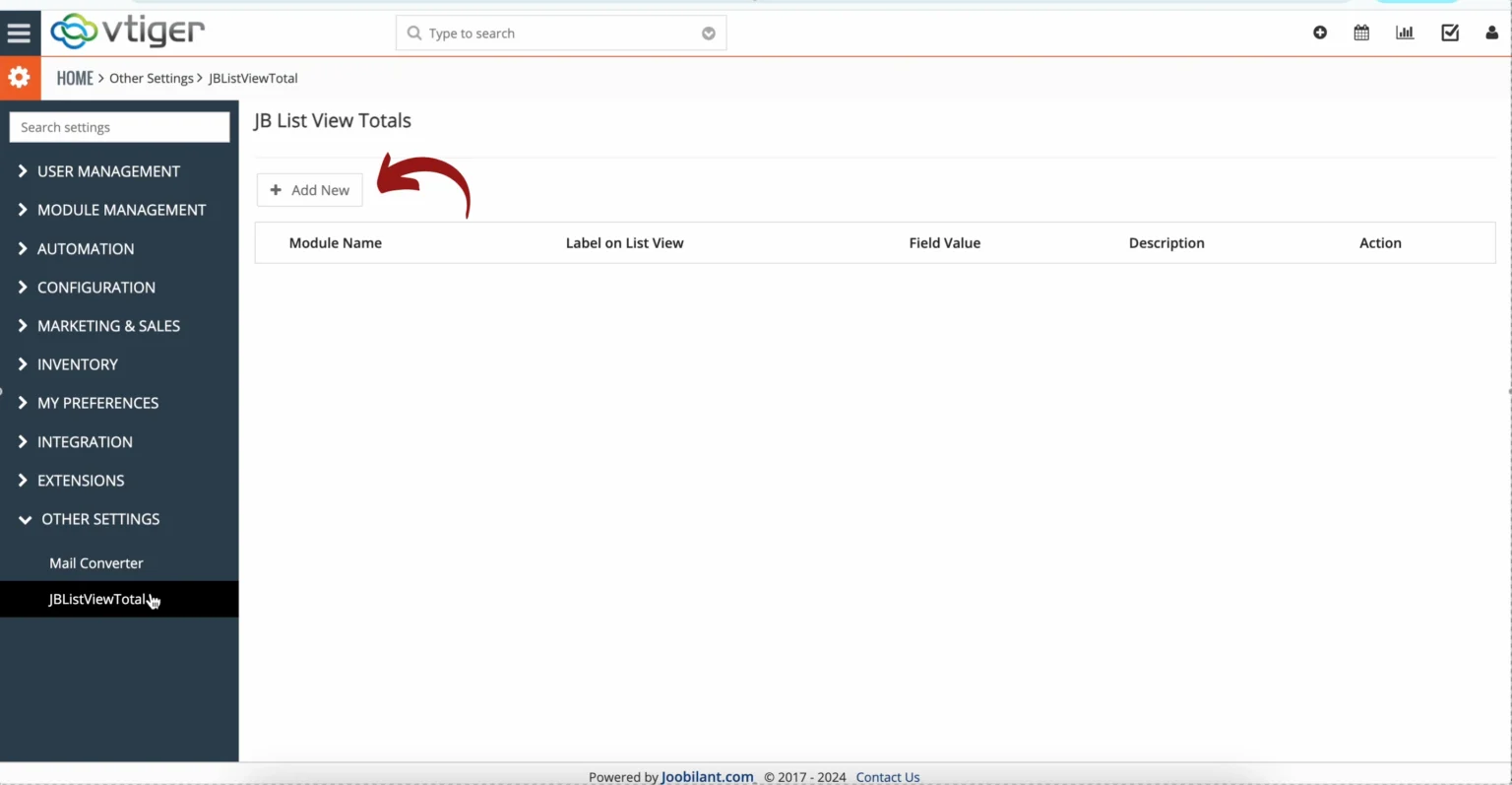 Vtiger-List-view-totals-start-setting-up
