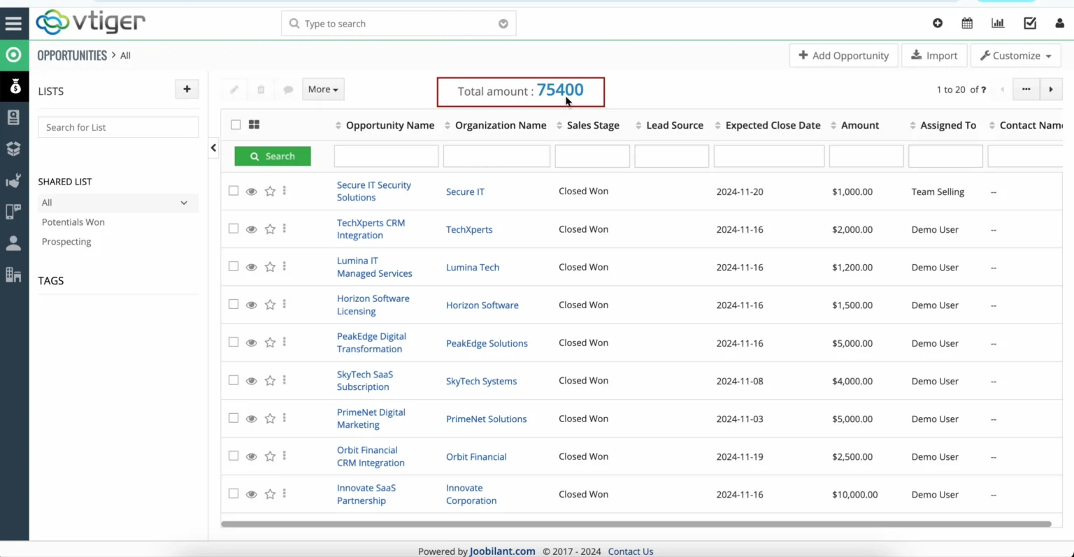 Vtiger-list-view-total-in-action