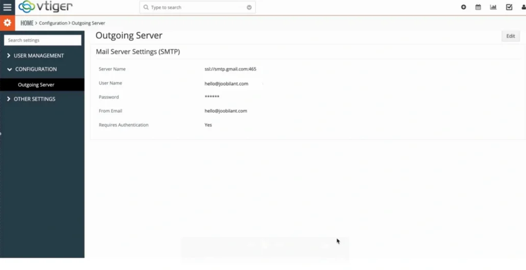 Gmail as the outgoing server in vTiger CRM 5