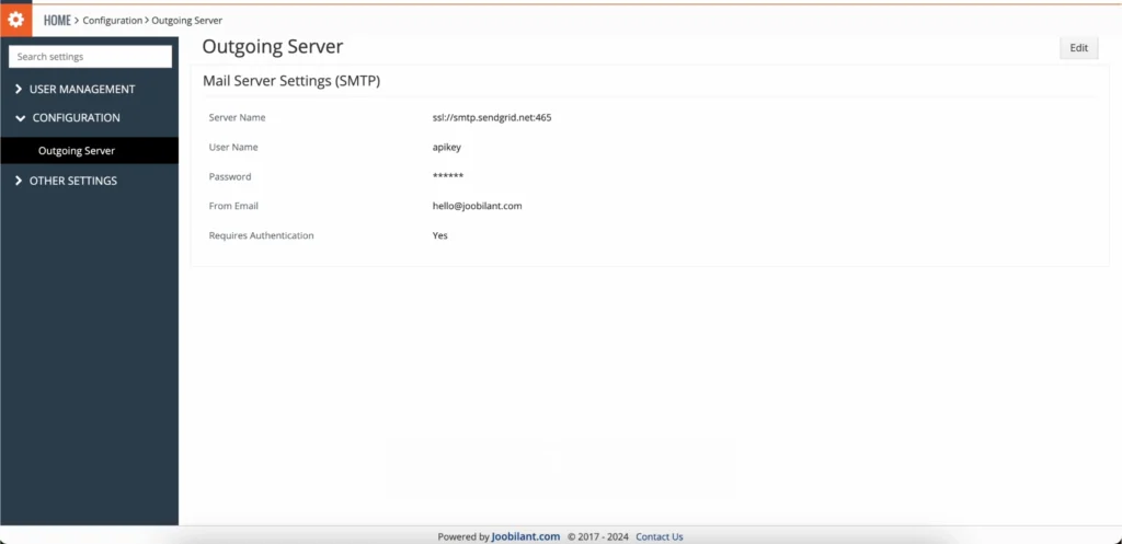 Sendgrid as outgoing server in vTiger CRM