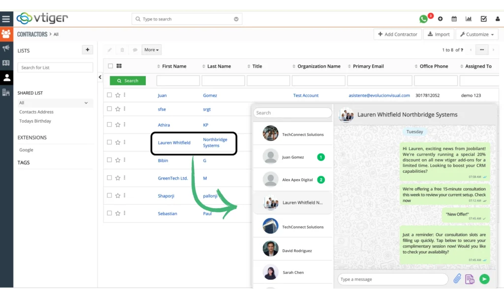 vtiger whatsapp integration