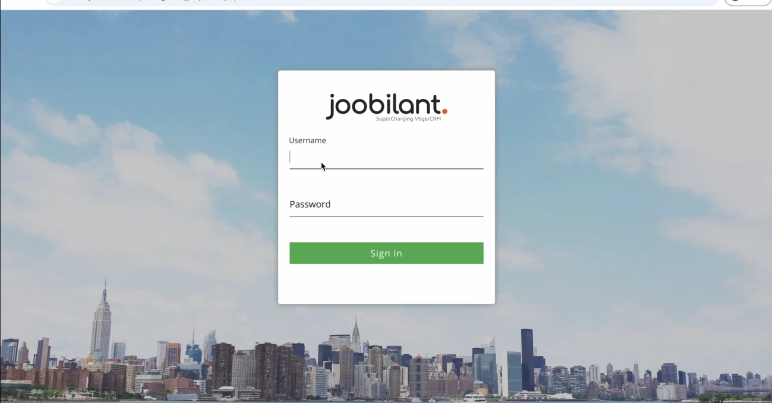 Vtiger 2Fa Sign in as a user in vtiger crm by joobilant