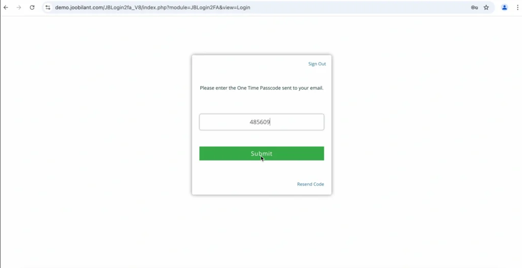 Vtiger CRM 2Fa submit your Login OTP by vtiger CRM