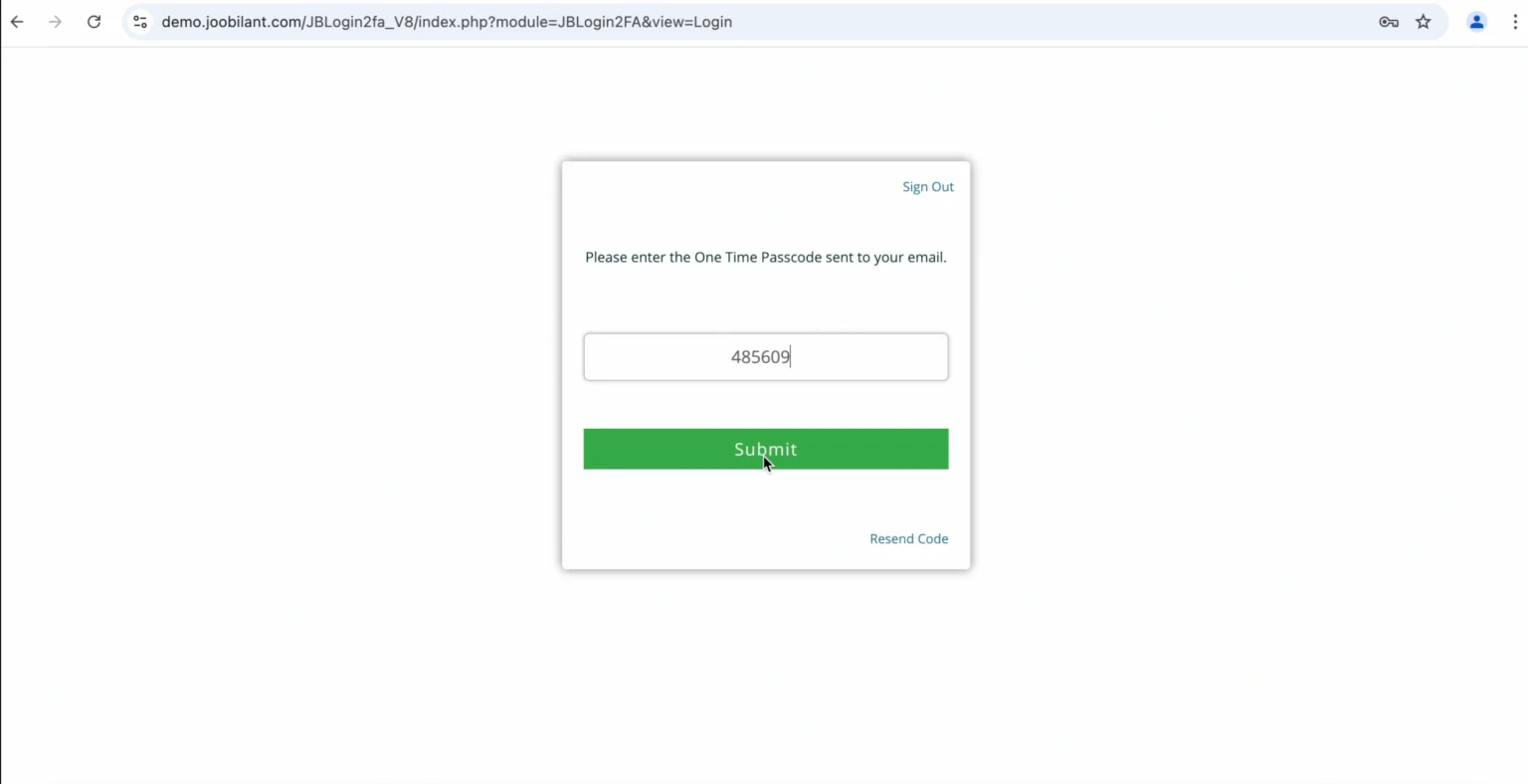 Vtiger CRM 2Fa submit your Login OTP by vtiger CRM