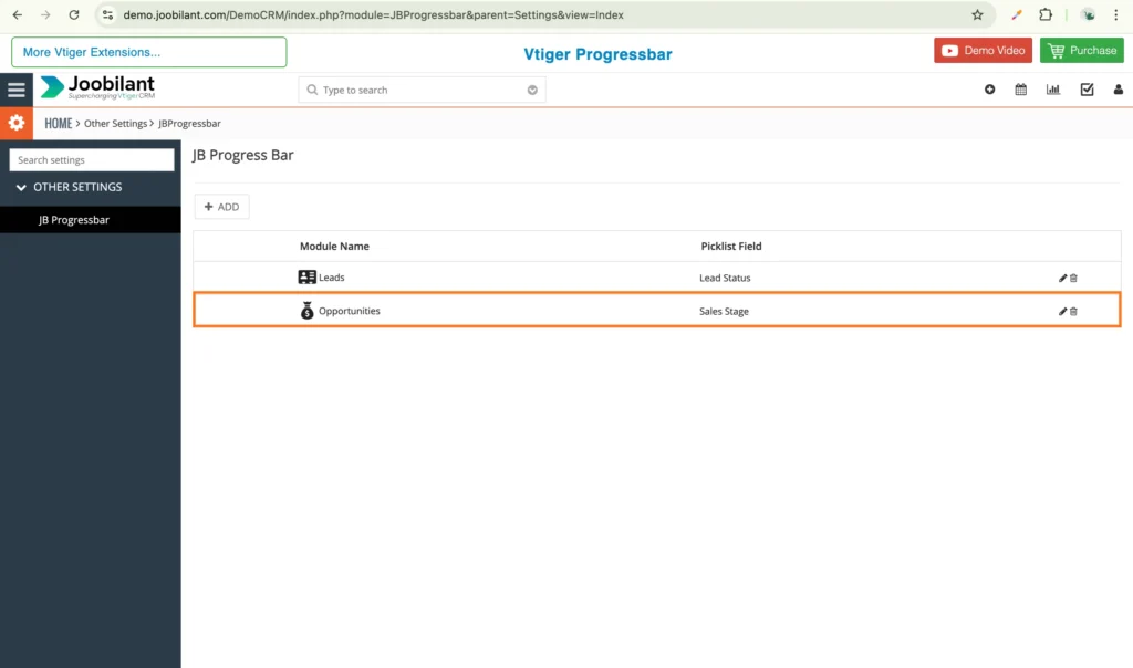 Progress Bar for Vtiger | User Guide & Configuration Steps